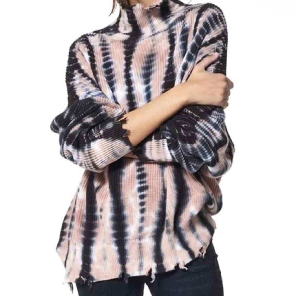 NWT YOUNG FABULOUS AND BROKE Distressed Cameron Oversized Turtleneck Sweater M/L